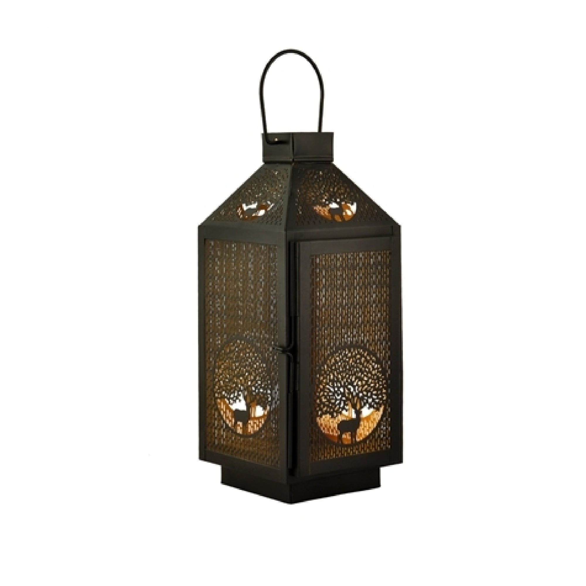 Deer Cutout Tabletop Metal Lantern