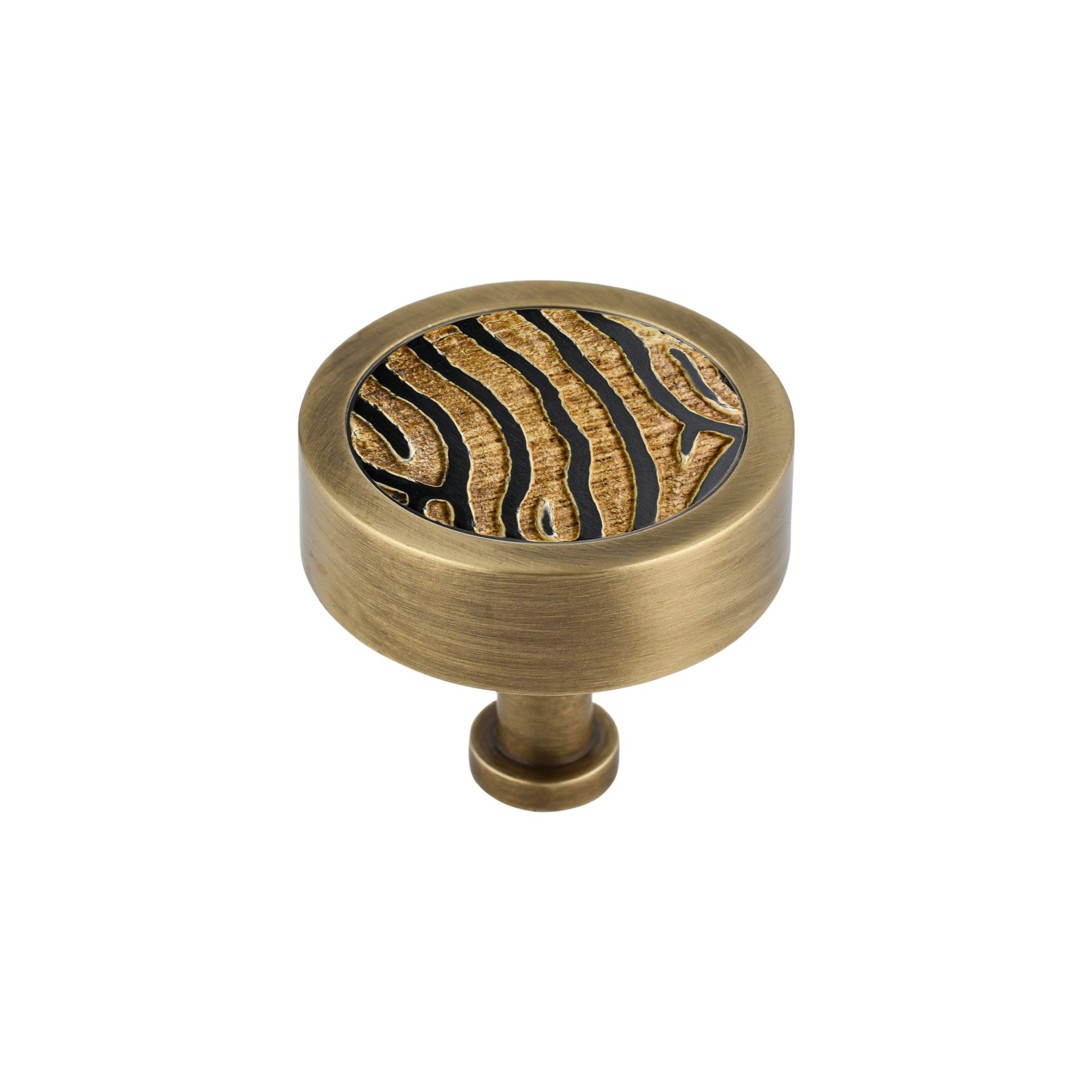 NATURAL HORN AND BRASS CABINET KNOB