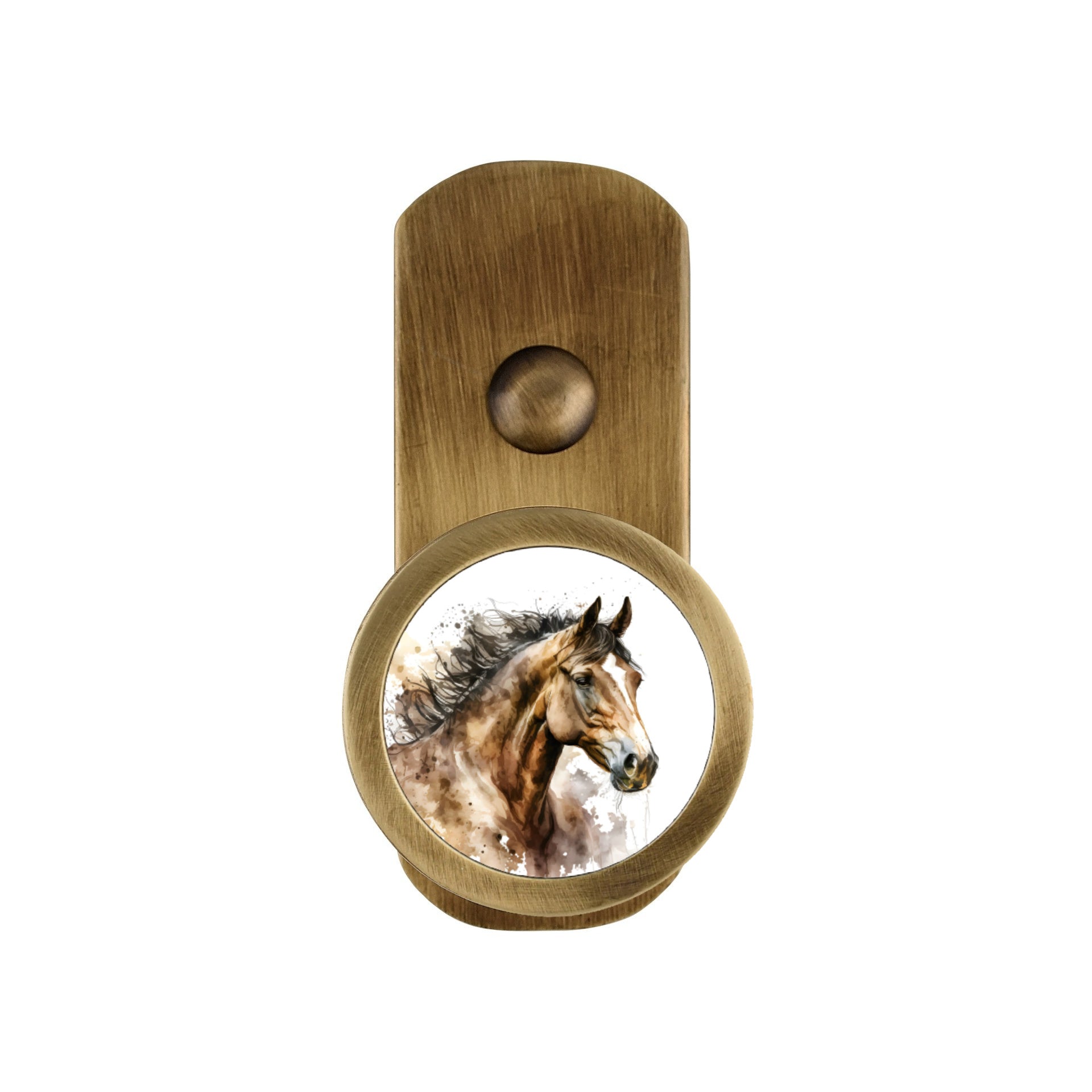 BRASS WALL HOOK WITH HORSE PRINT