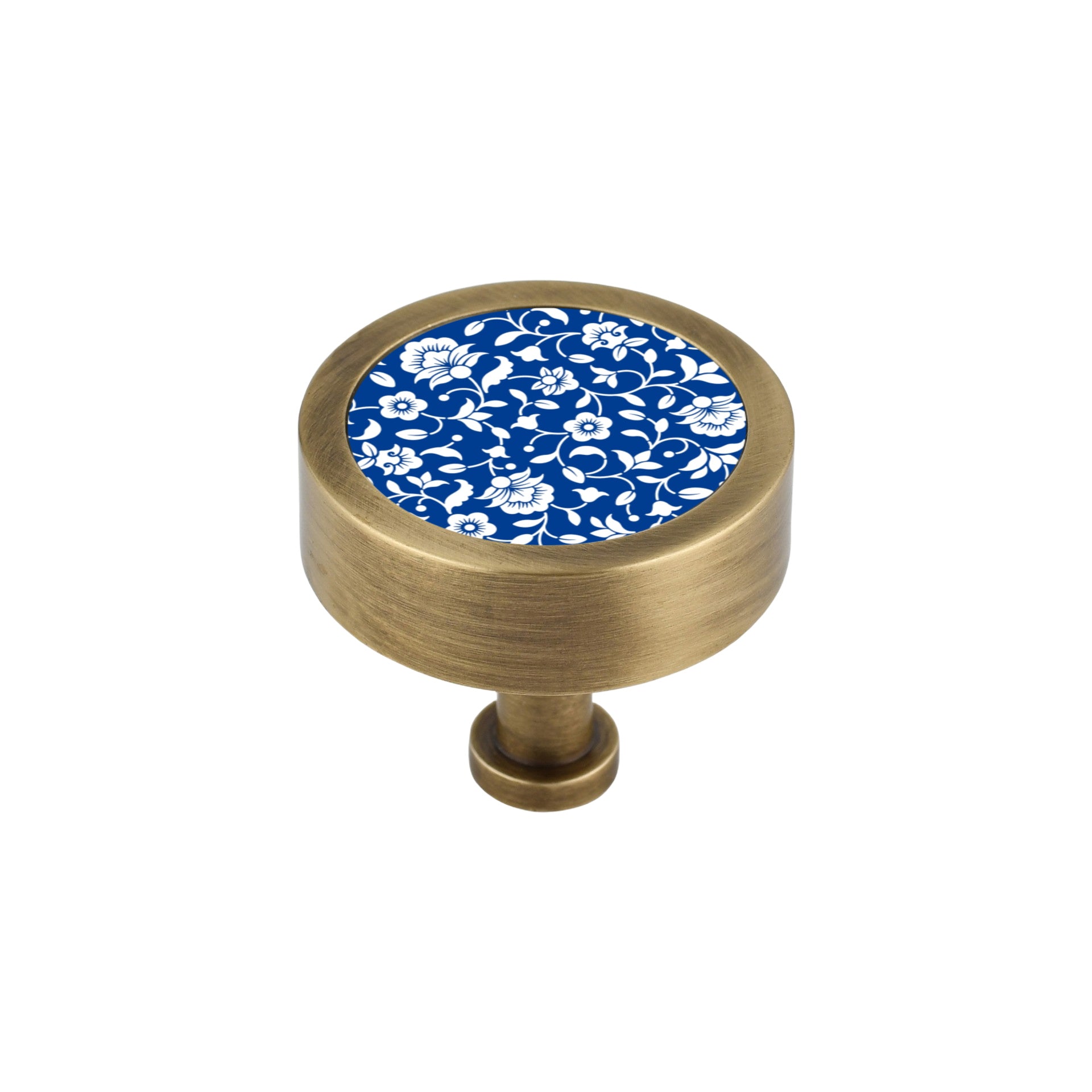 BLUE FLORAL PRINT CABINET KNOB