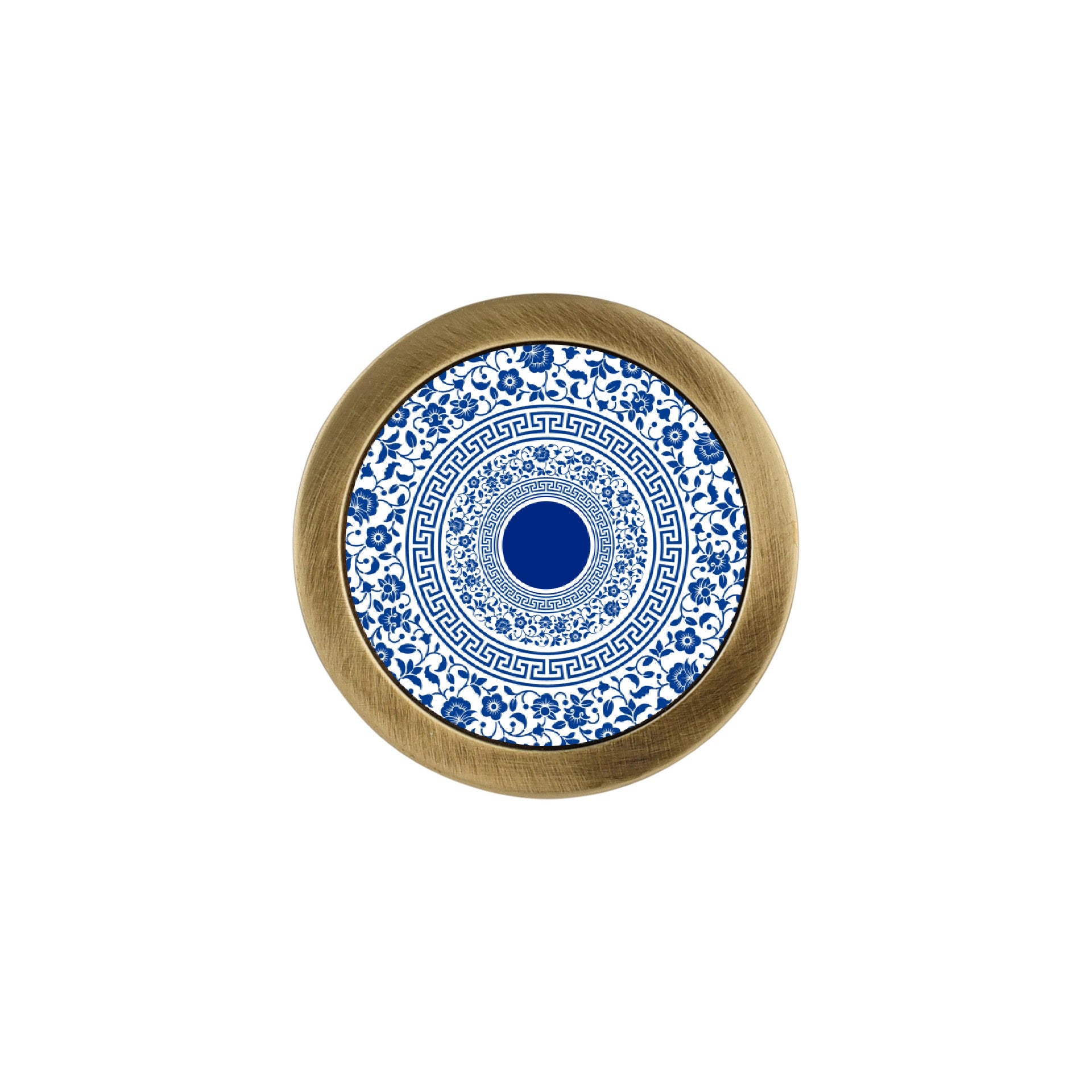 BLUE FLORAL PRINT CABINET KNOB
