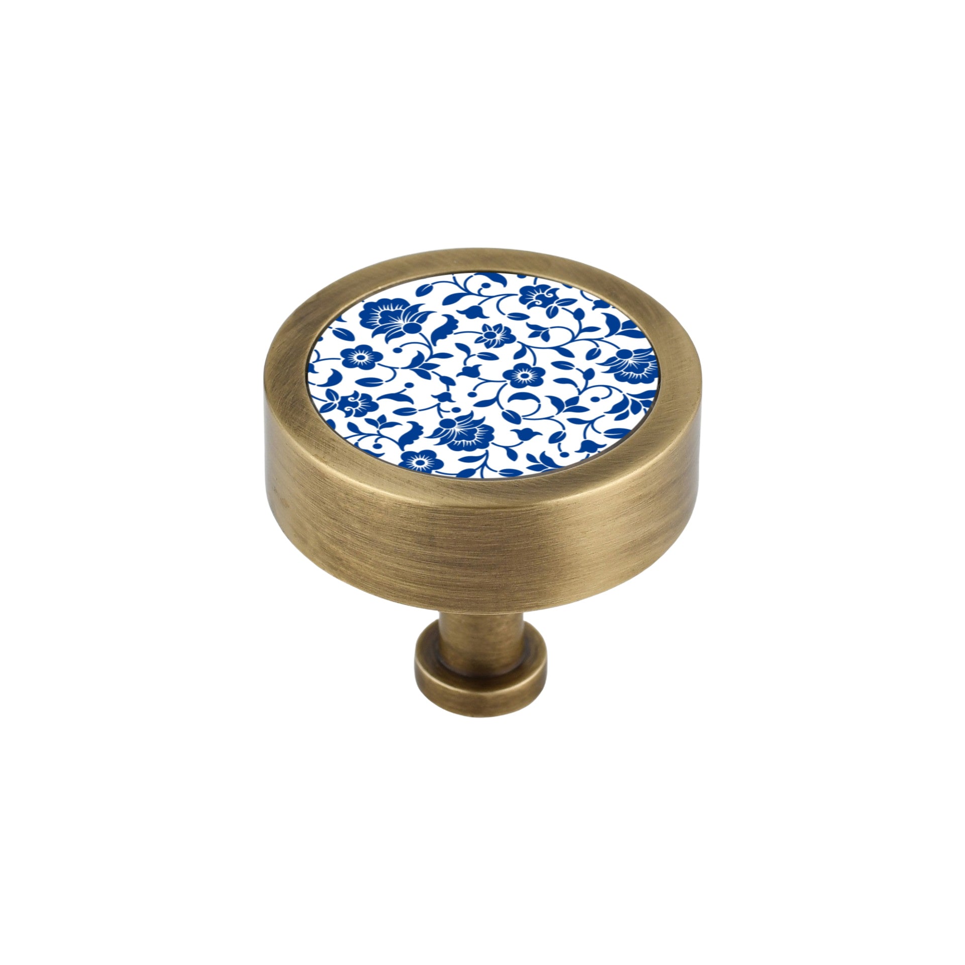 BLUE FLORAL PRINT CABINET KNOB