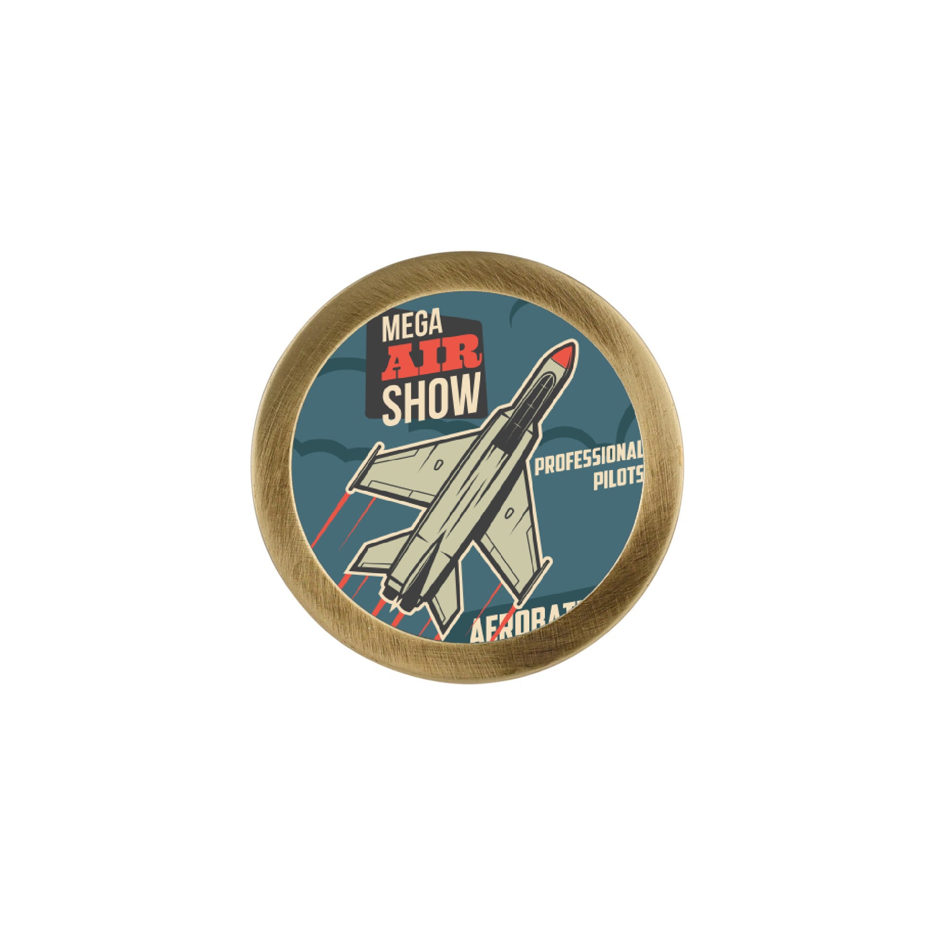 GRAY AIRPLANE PRINT CABINET KNOB
