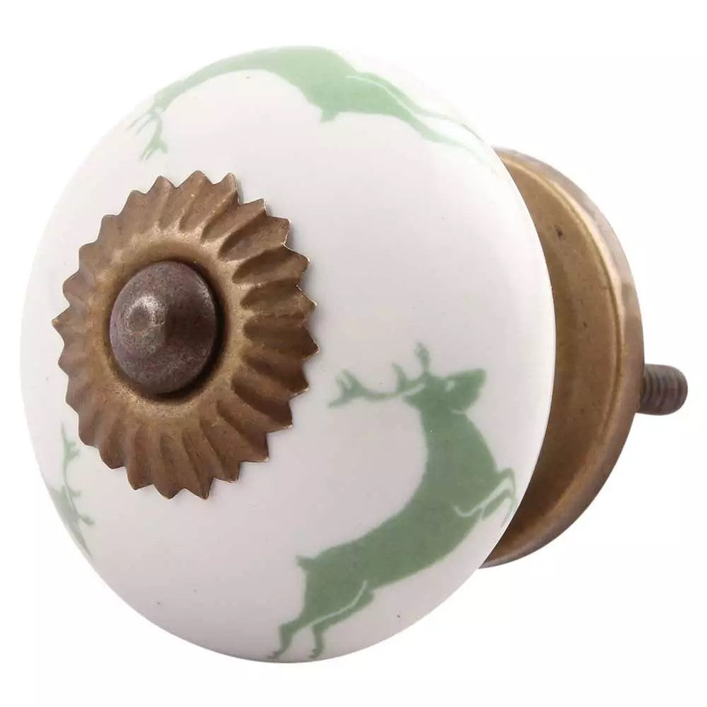 Reindeer Ceramic Cabinet Knob – Rustic Wildlife Hardware