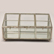 Decorative Six Compartment Glass Jewelry Box