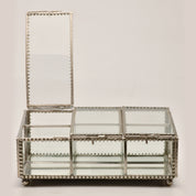 Decorative Six Compartment Glass Jewelry Box