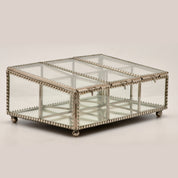 Decorative Six Compartment Glass Jewelry Box