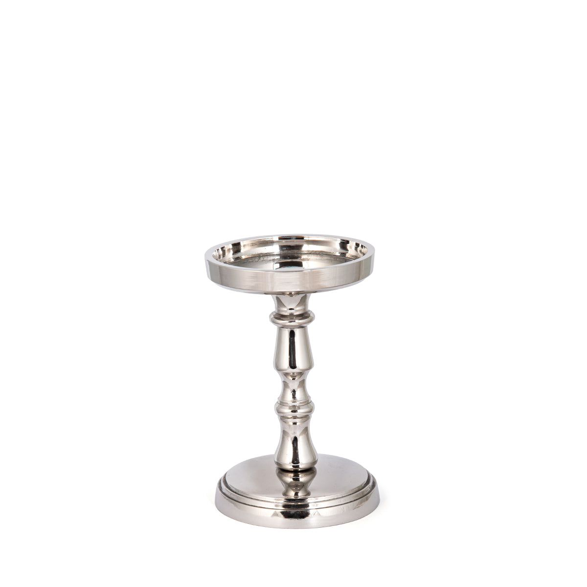 Silver Pillar Candle Holder – Vintage Style Aluminum Home Décor