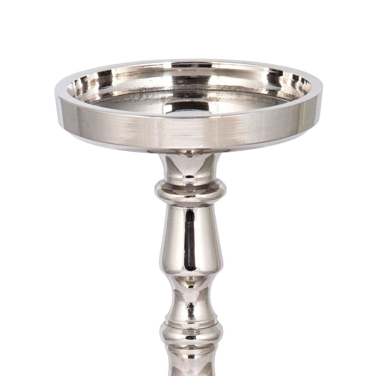Silver Pillar Candle Holder – Vintage Style Aluminum Home Décor