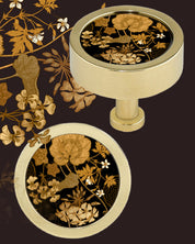 GOLD FOLIAGE PRINT CABINET KNOB