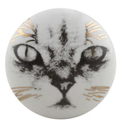 Black & Gold Cat Face Ceramic Cabinet Knob