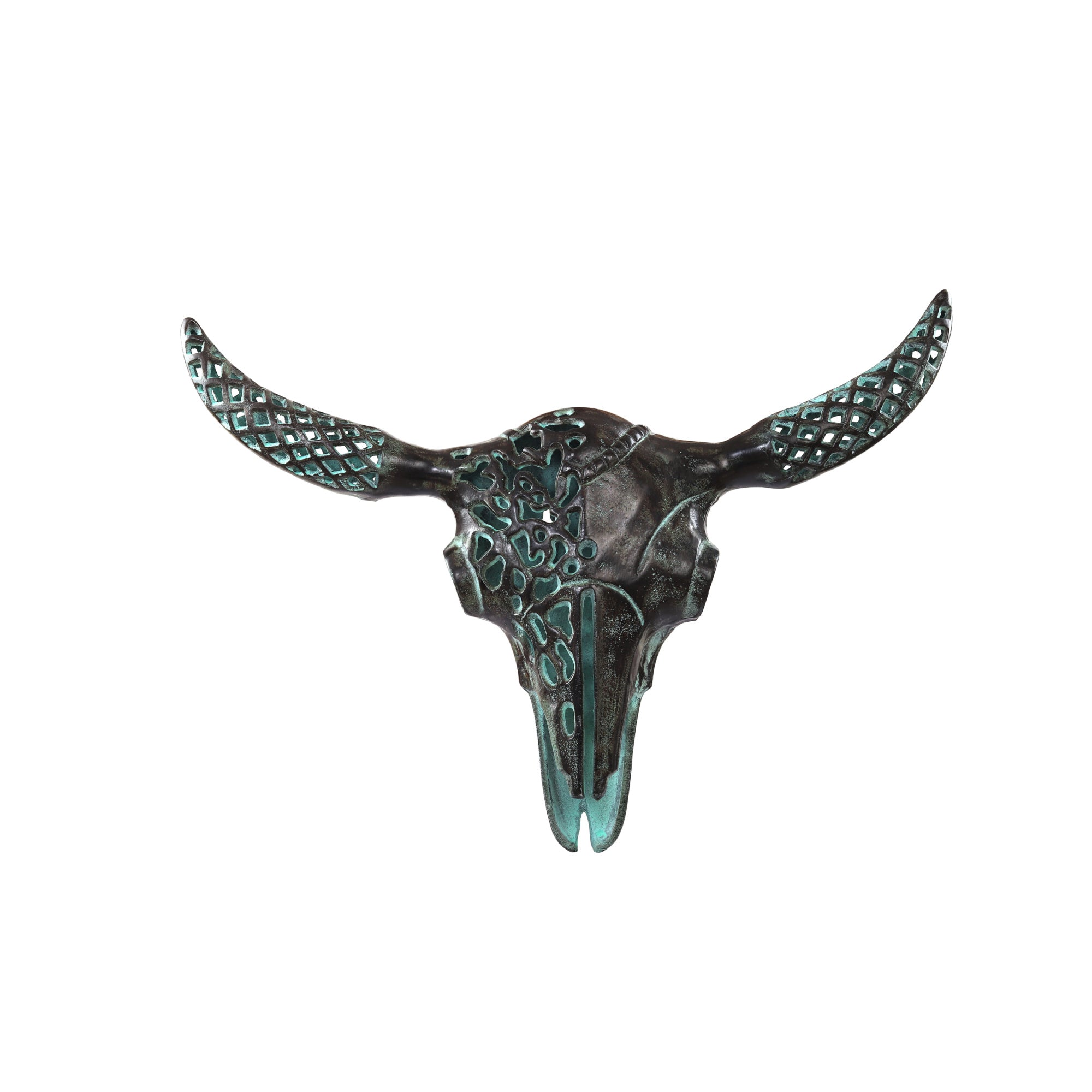 Ornate Metal Bull Skull
