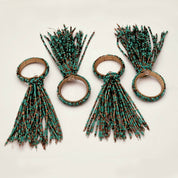 Teal Beaded Napkin Rings - Set of 4