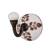 Ceramic Wall Hook – Brown Etched Leaf Pattern