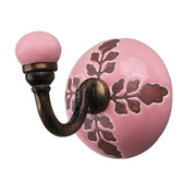Ceramic Wall Hook – Brown Etched Leaf Pattern