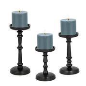 Black Pillar Candle Holder Set