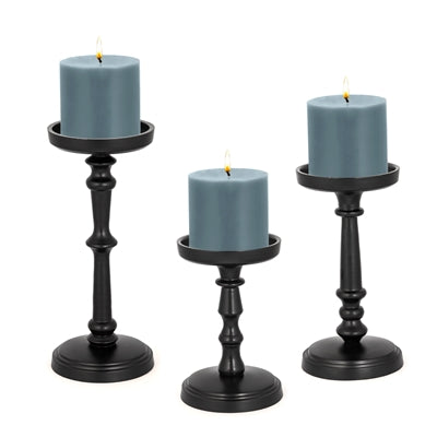 Black Pillar Candle Holder Set