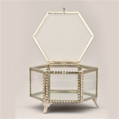 Hexagonal Glass Jewelry & Keepsake Box
