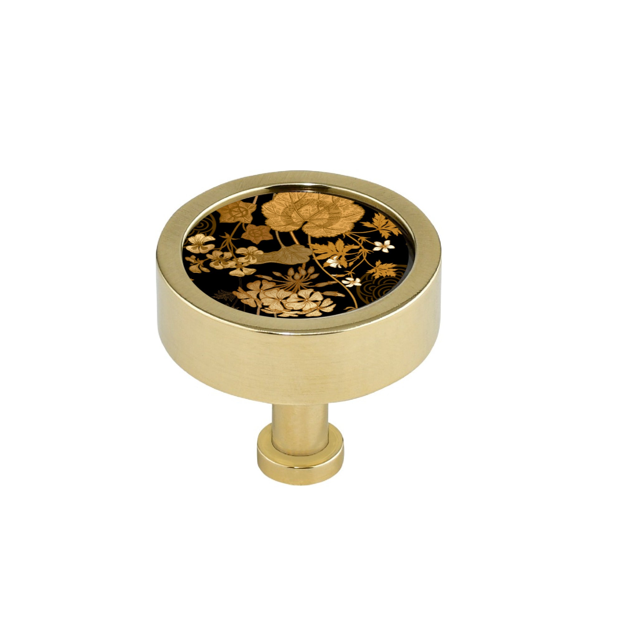 GOLD FOLIAGE PRINT CABINET KNOB