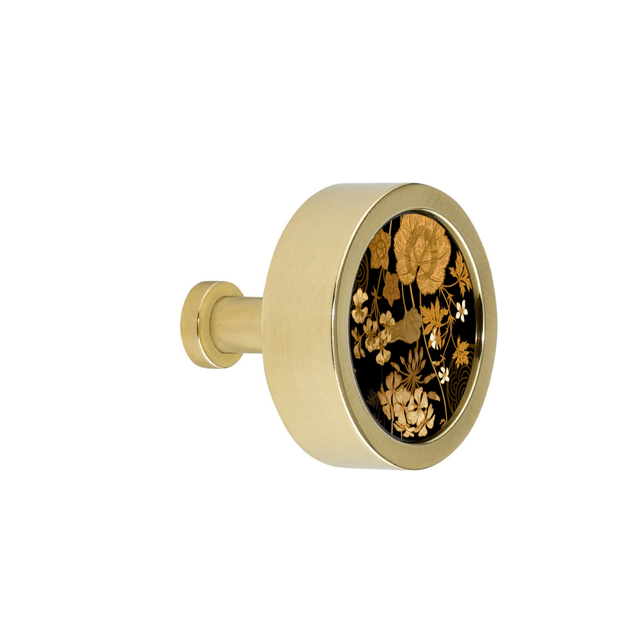 GOLD FOLIAGE PRINT CABINET KNOB