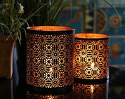 Contemporary 2 Piece Metal Votive Holder Set