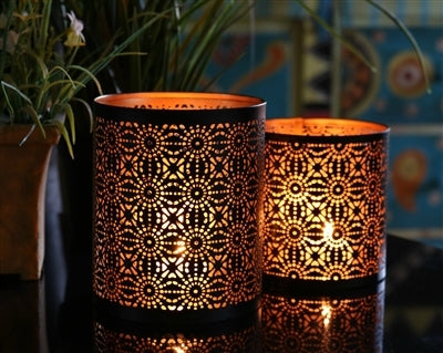 Contemporary 2 Piece Metal Votive Holder Set