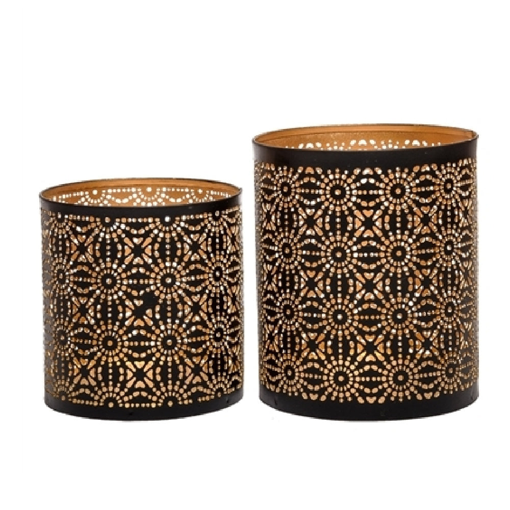 Contemporary 2 Piece Metal Votive Holder Set