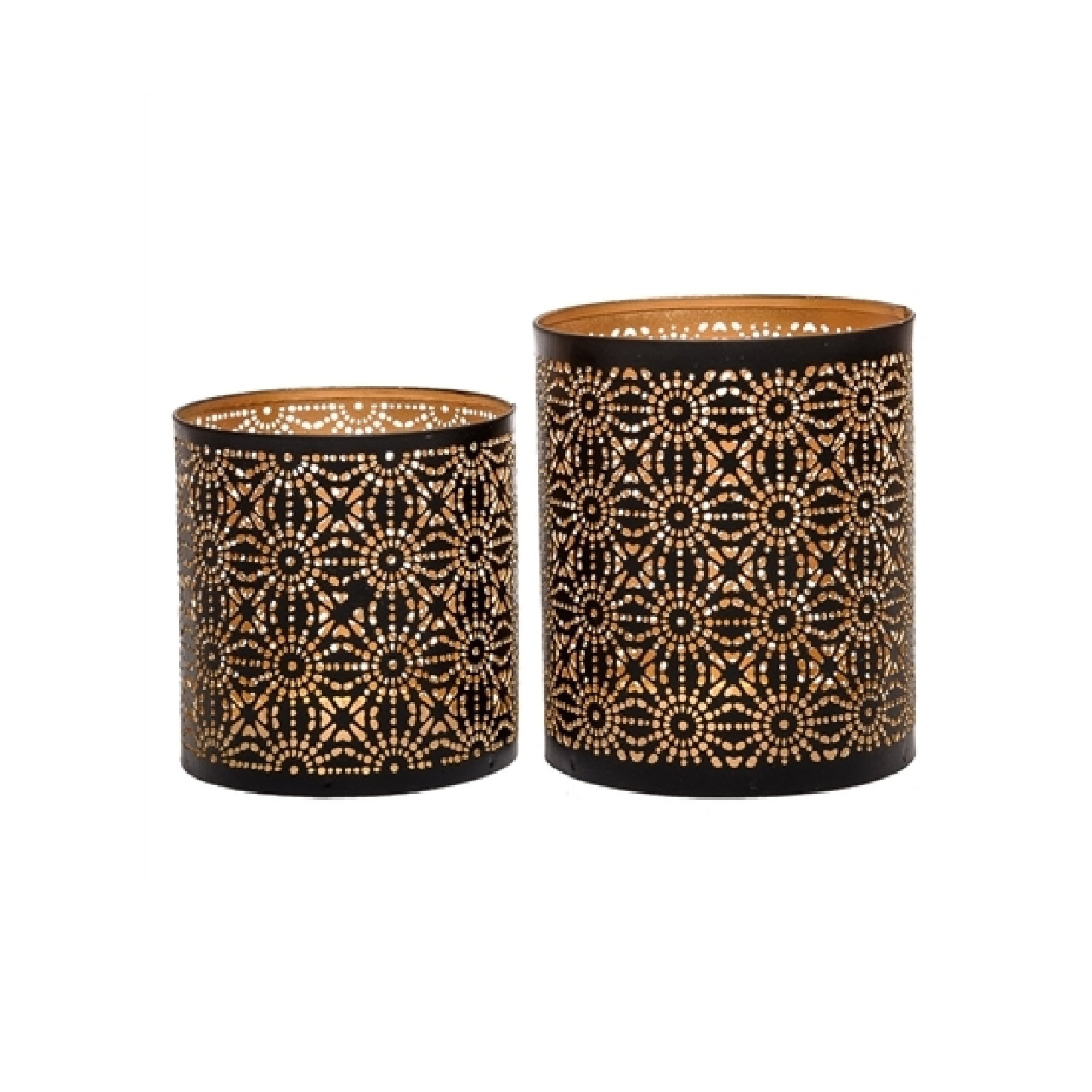 Contemporary 2 Piece Metal Votive Holder Set