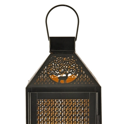 Deer Cutout Tabletop Metal Lantern
