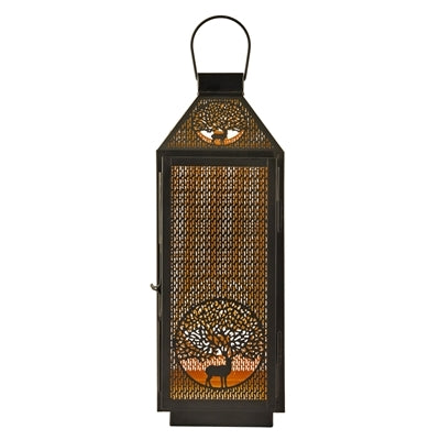 Deer Cutout Tabletop Metal Lantern