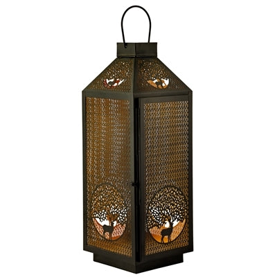 Deer Cutout Tabletop Metal Lantern