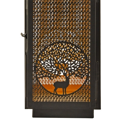 Deer Cutout Tabletop Metal Lantern