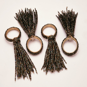 Brown Beaded Napkin Rings - Set of 4