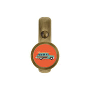 BRASS WALL HOOK WITH CAR PRINT