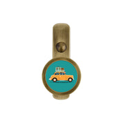 BRASS WALL HOOK WITH CAR PRINT