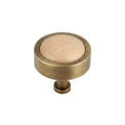 Steam Beech Brass Cabinet Knob