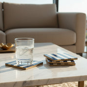 Blue & Ivory Resin Coasters – Set of 4