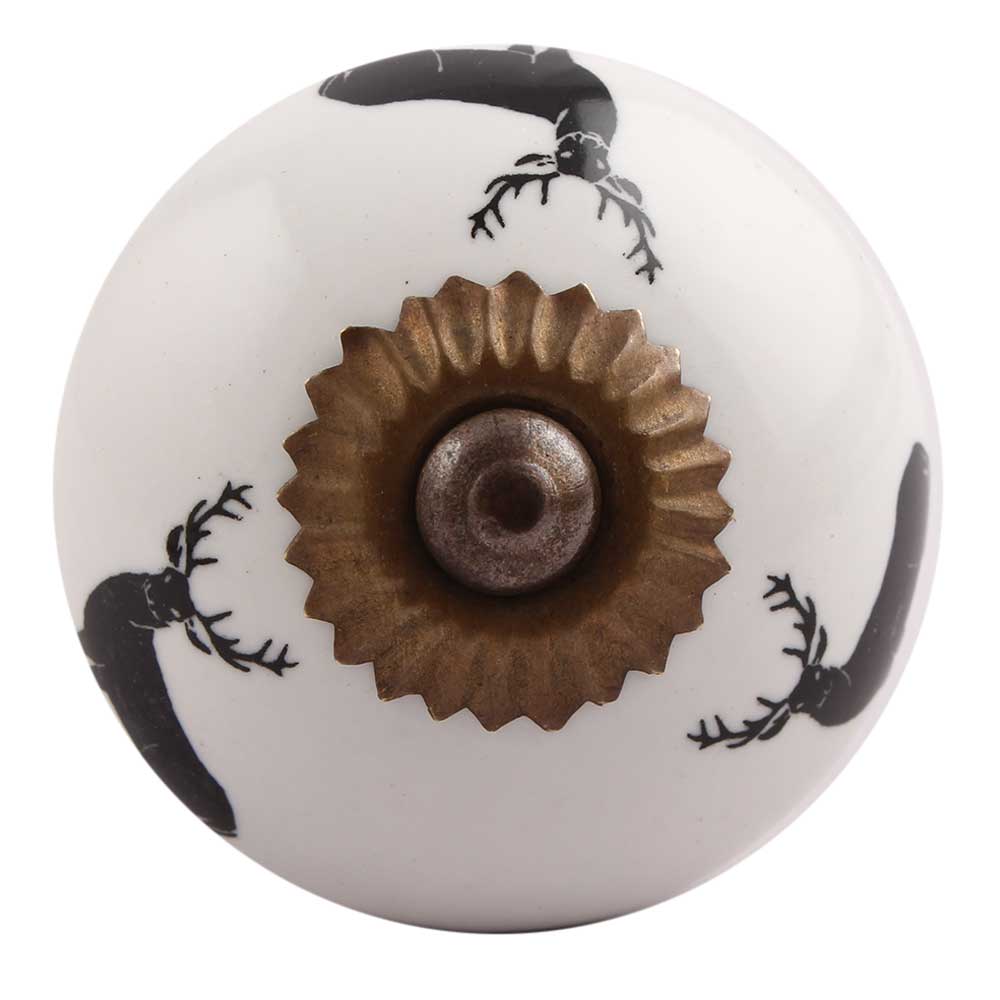 Black Reindeer Ceramic Cabinet Knob – Rustic Wildlife Hardware