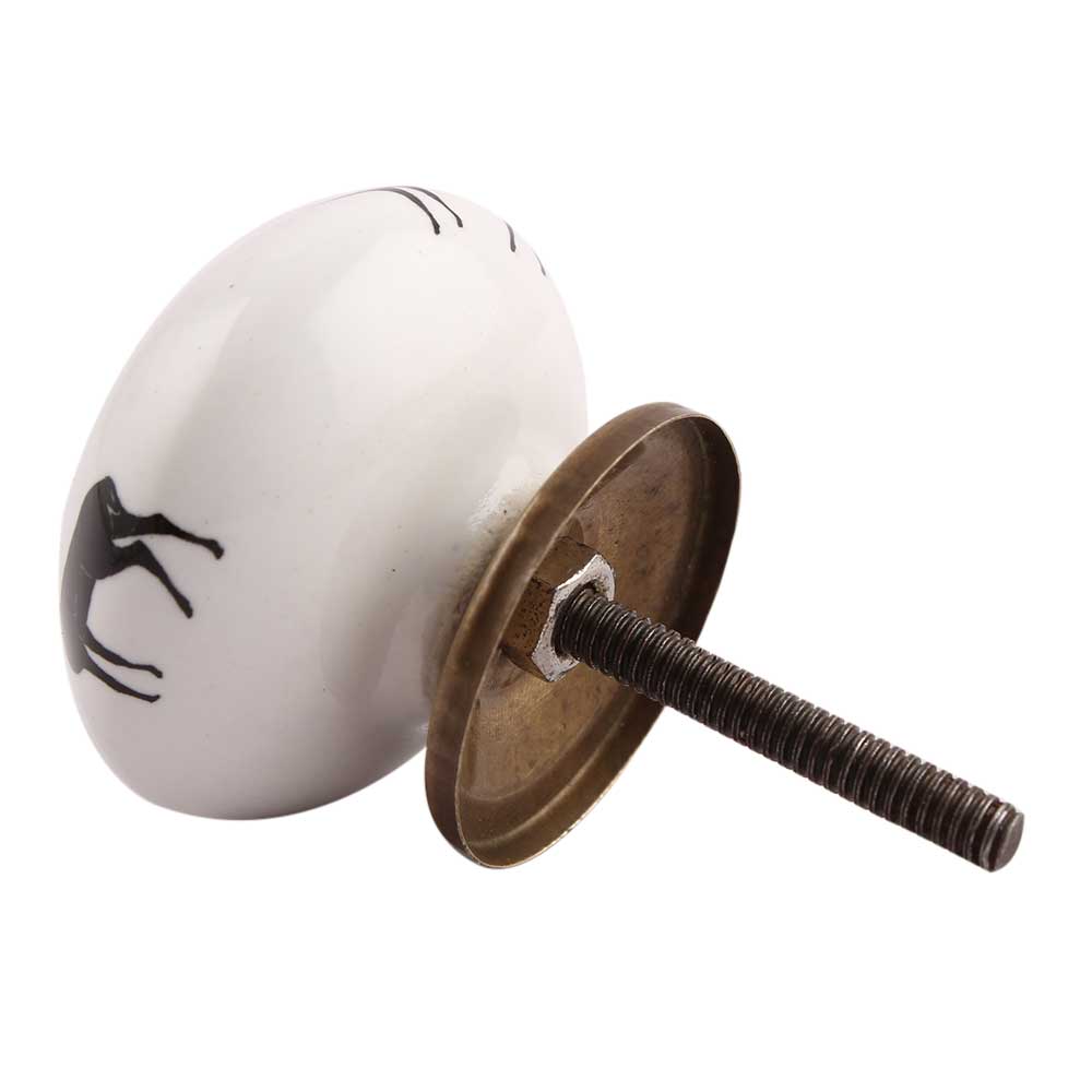 Black Reindeer Ceramic Cabinet Knob – Rustic Wildlife Hardware