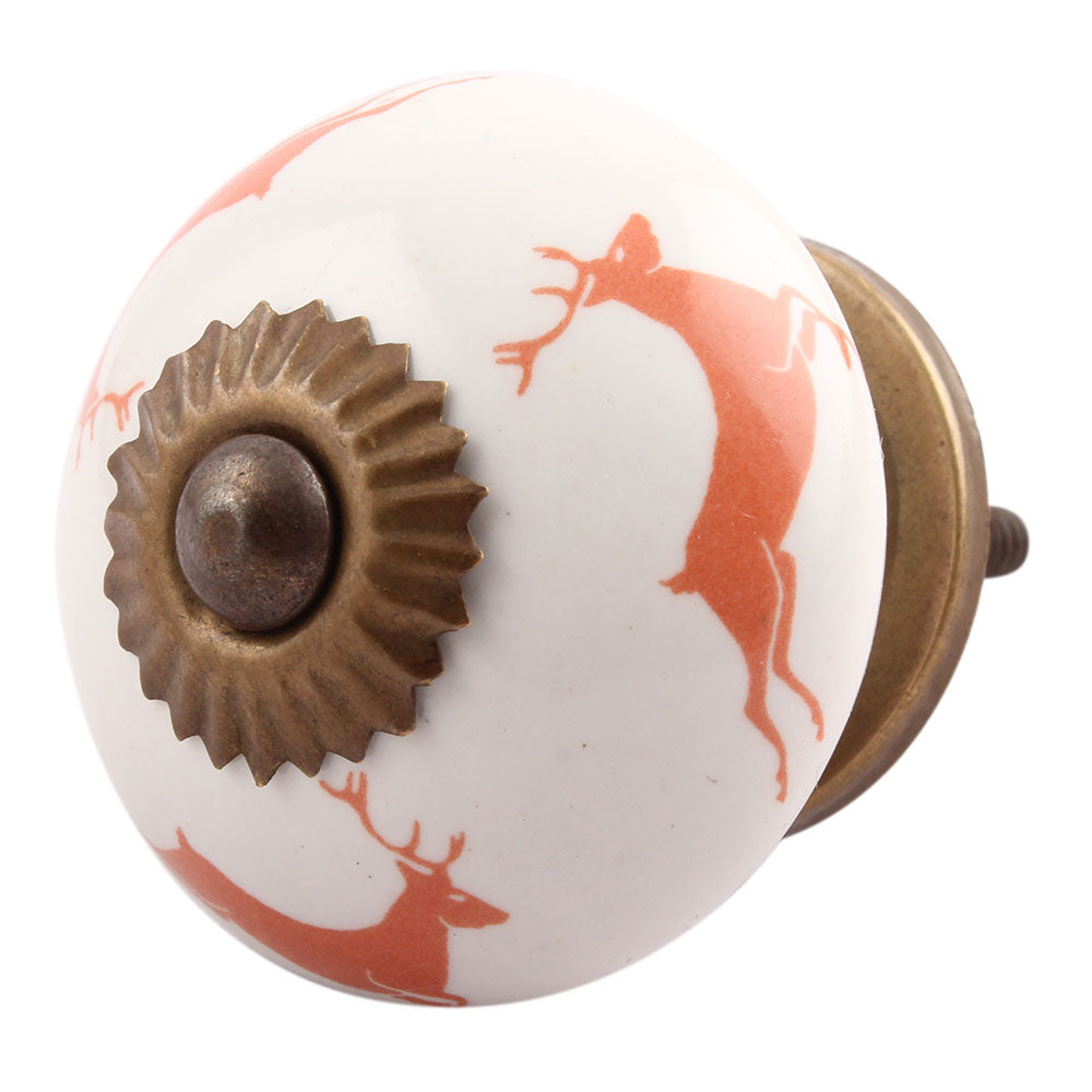 Reindeer Ceramic Cabinet Knob – Rustic Wildlife Hardware