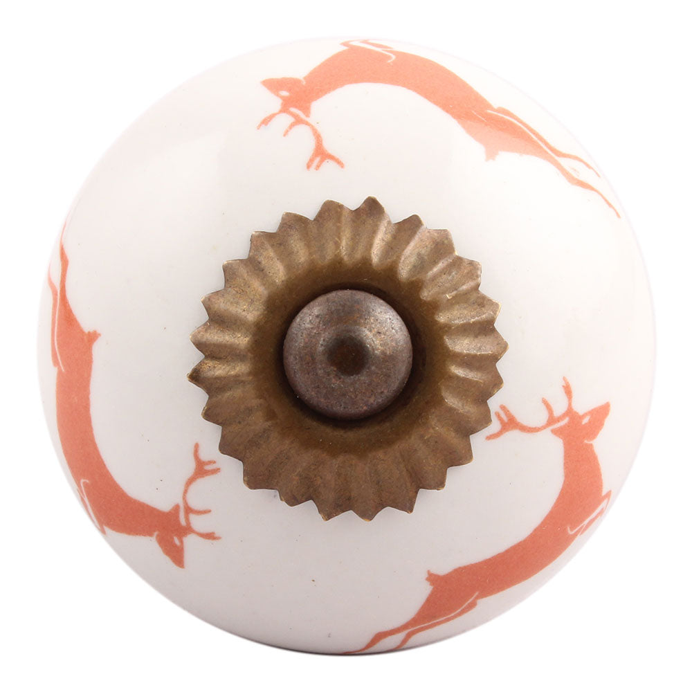 Reindeer Ceramic Cabinet Knob – Rustic Wildlife Hardware