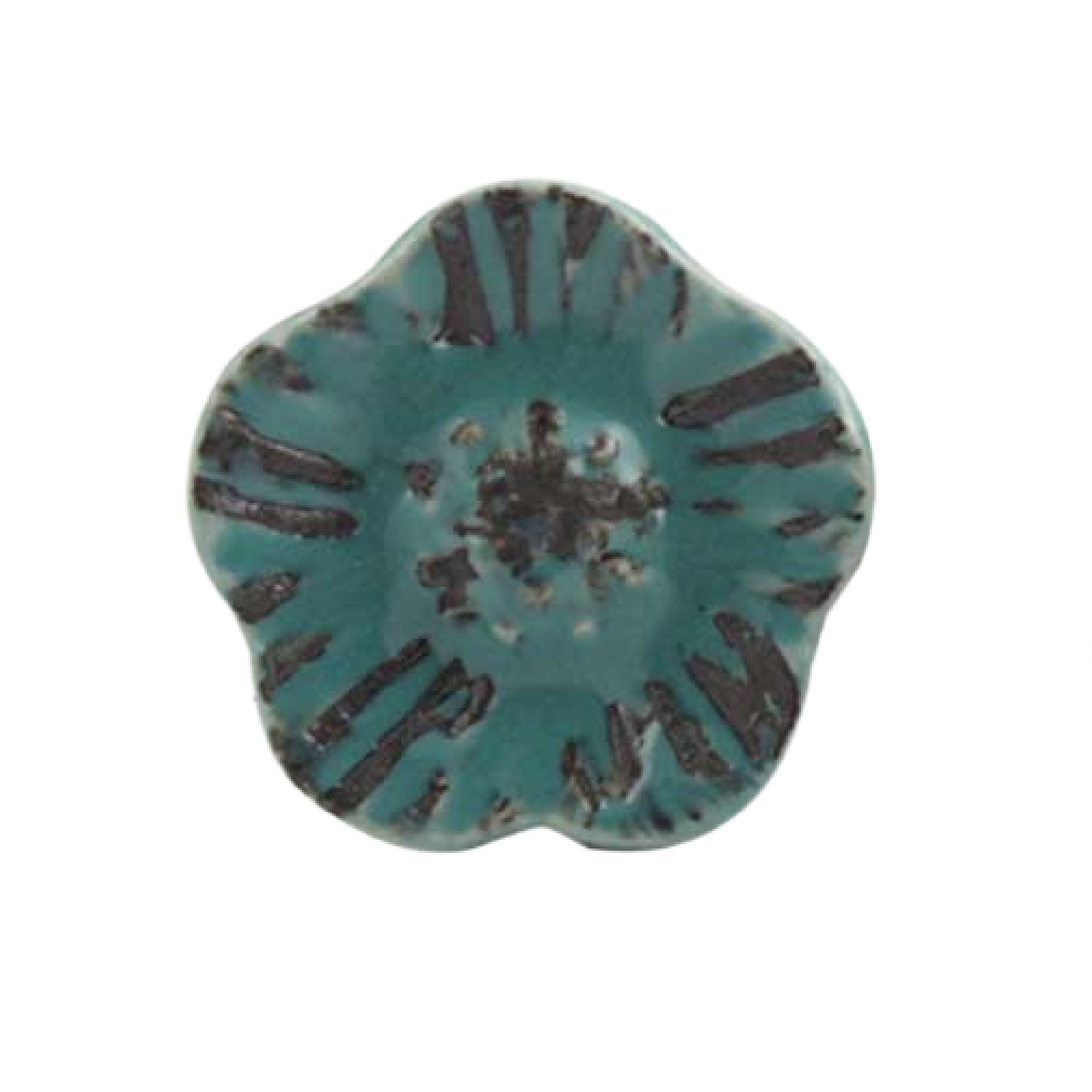 Ceramic Flower Cabinet Knob with Black Etching