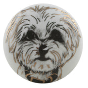 Black & Gold Dog Face Ceramic Cabinet Knob