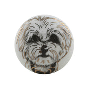 Black & Gold Dog Face Ceramic Cabinet Knob