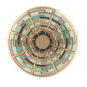 Emerald Geometric Ceramic Cabinet Knob with Gold Detail