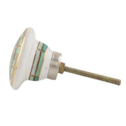 Emerald Geometric Ceramic Cabinet Knob with Gold Detail
