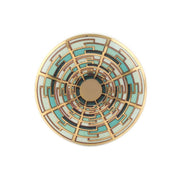 Emerald Geometric Ceramic Cabinet Knob with Gold Detail