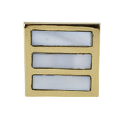 Square Brass Cabinet Knob with Mother of Pearl Inlay