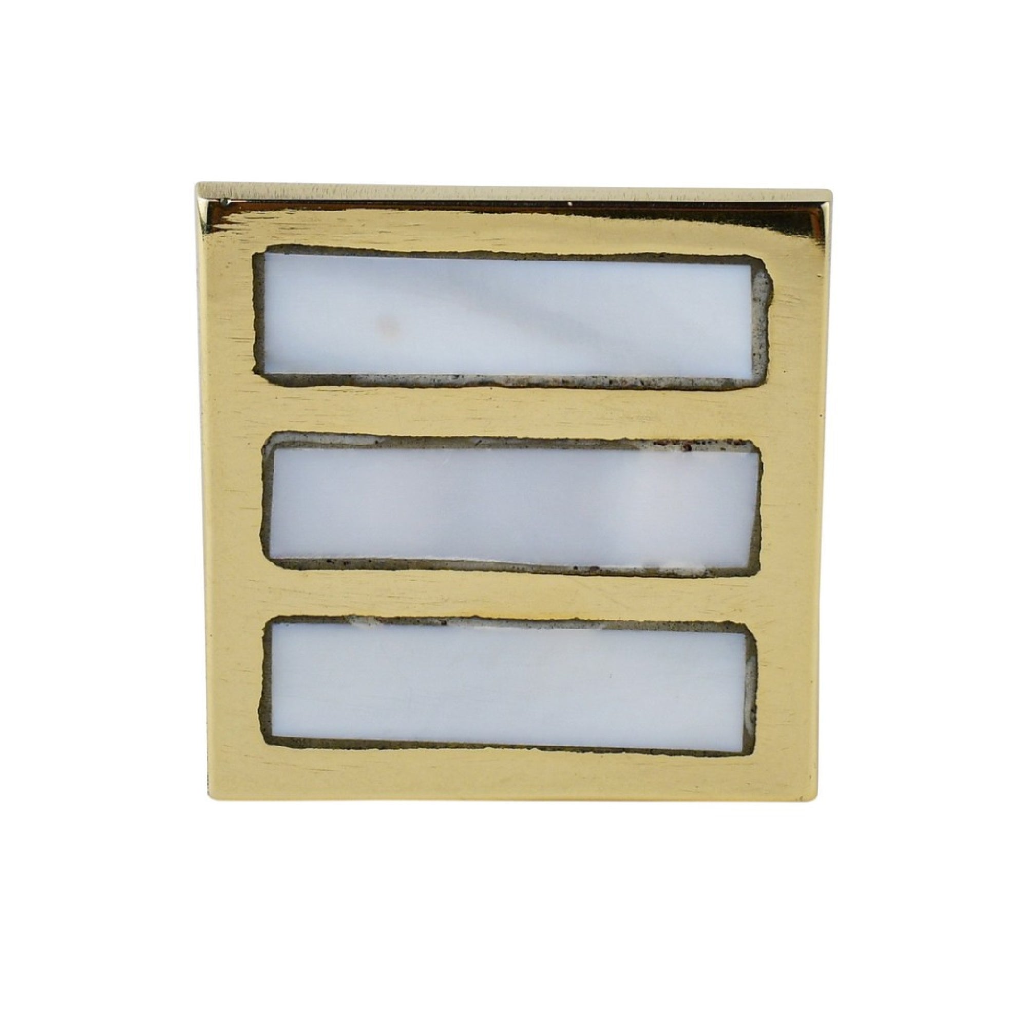 Square Brass Cabinet Knob with Mother of Pearl Inlay