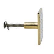 Square Brass Cabinet Knob with Mother of Pearl Inlay